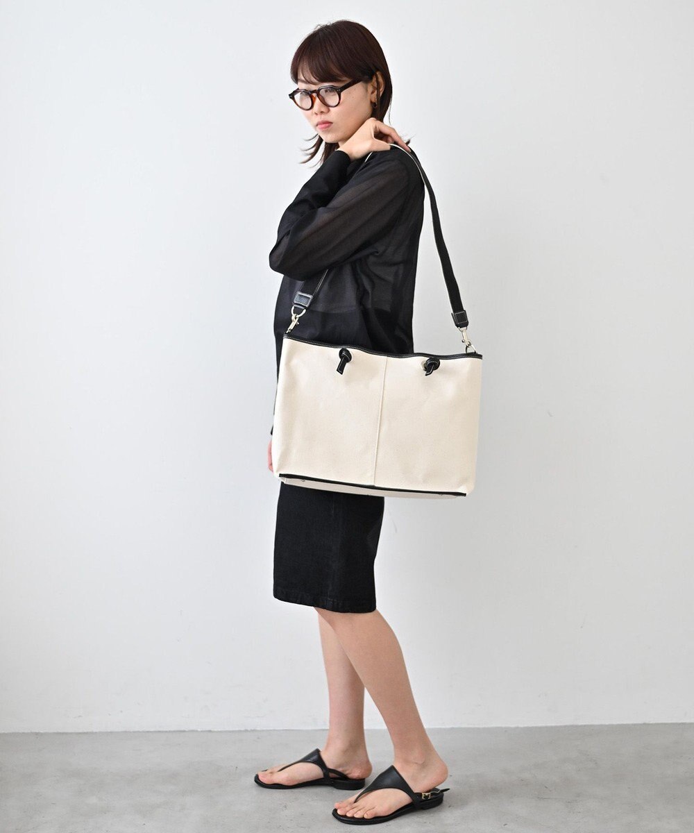 Hekhèr Le Style de Vie 【日本製 / A4サイズ対応/2WAY】コットンキャンバス×シュリンクレザー ノットトートバッグ large 