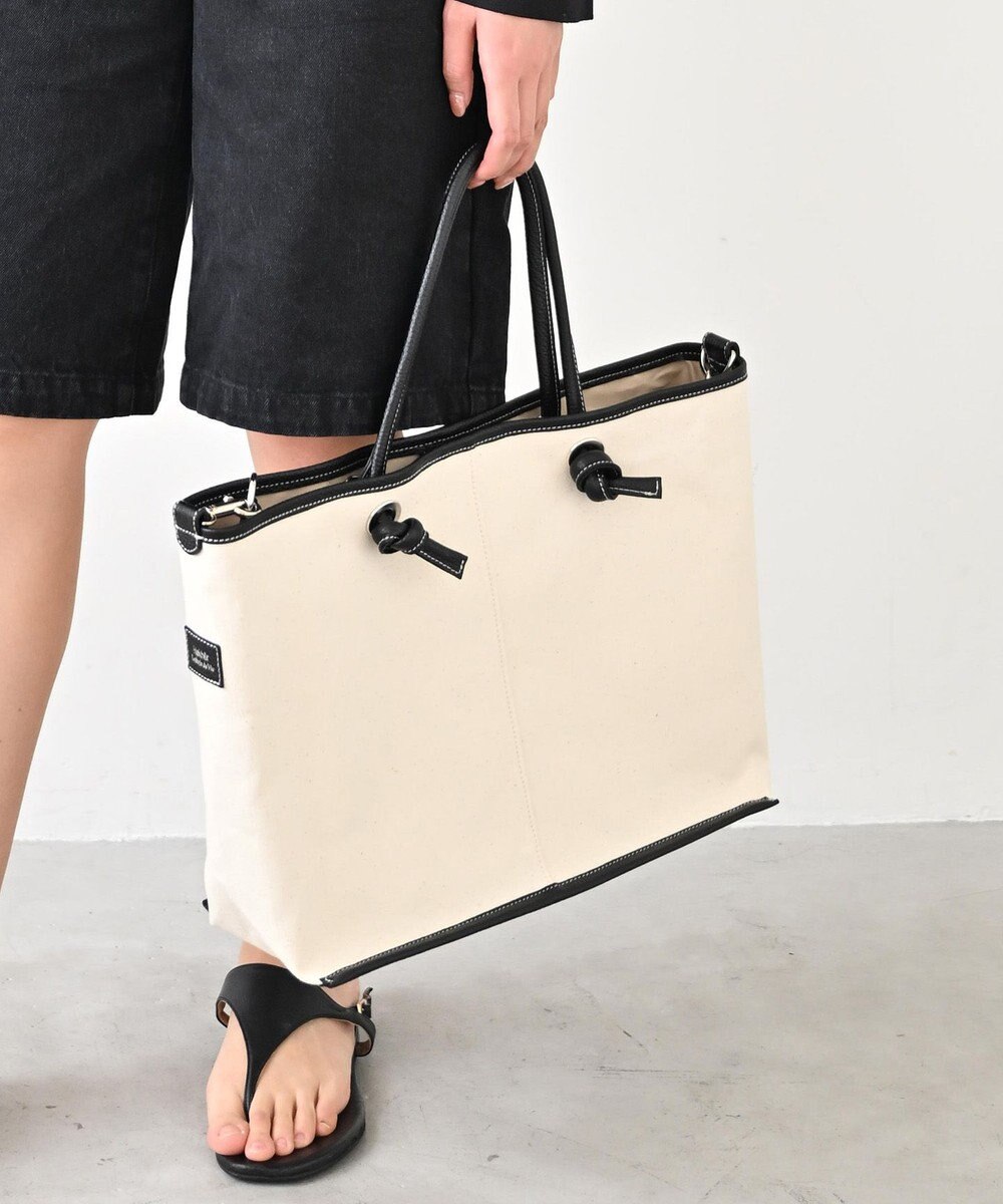 Hekhèr Le Style de Vie 【日本製 / A4サイズ対応/2WAY】コットンキャンバス×シュリンクレザー ノットトートバッグ large 