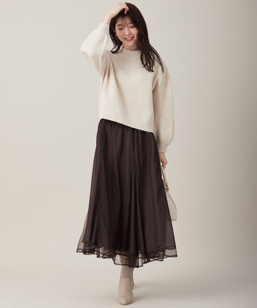 ANY SIS 【洗える】袖ケーブルショート ニット 