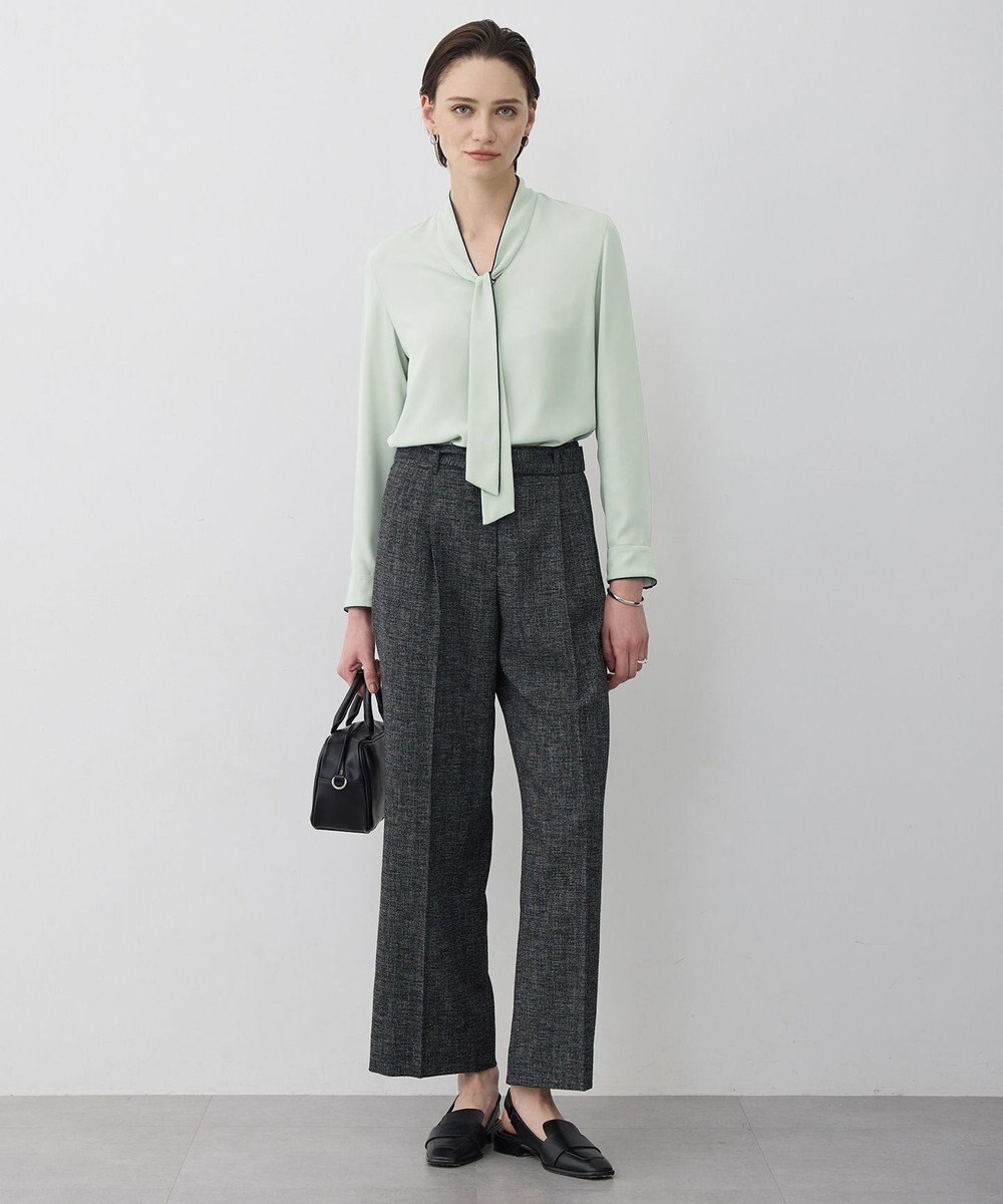 ICB L 【新色追加】BackSatinAmunzen 配色ボウタイブラウス 