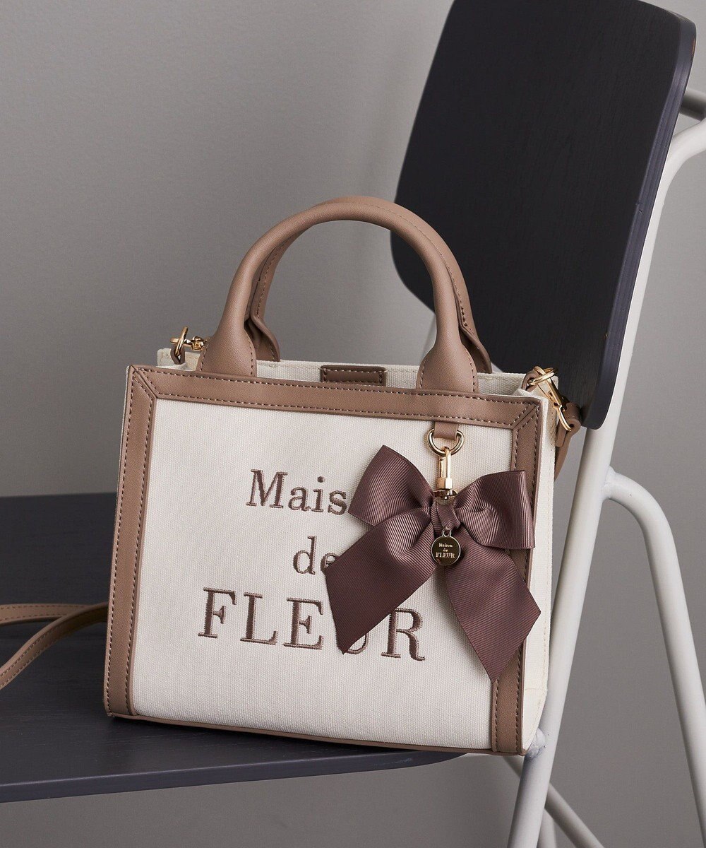 Maison de FLEUR EC限定ロゴ刺繍キャンバス2Wayバッグ 