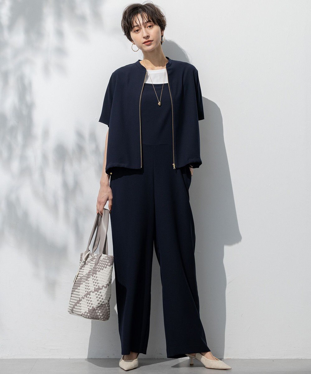 23区 【一部店舗限定/吸水速乾/UVカット/接触冷感】ストレッチジョーゼット フレンチスリーブ ブルゾン 