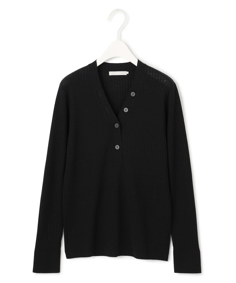 ICB 【洗える】エクストラファインメリノリブ ヘンリーネック プルオーバー 