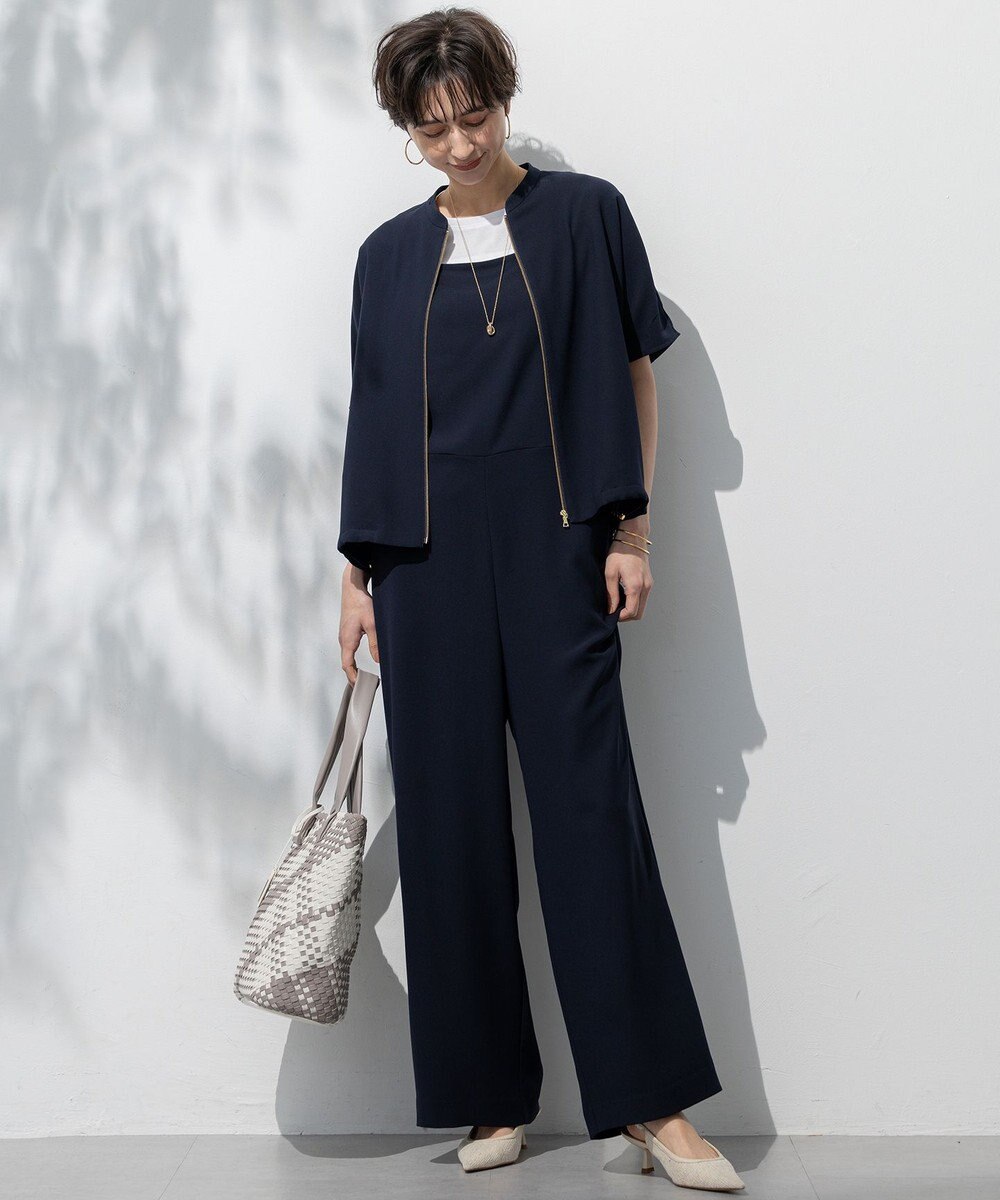 23区 【一部店舗限定/吸水速乾/UVカット/接触冷感】ストレッチジョーゼット フレンチスリーブ ブルゾン 