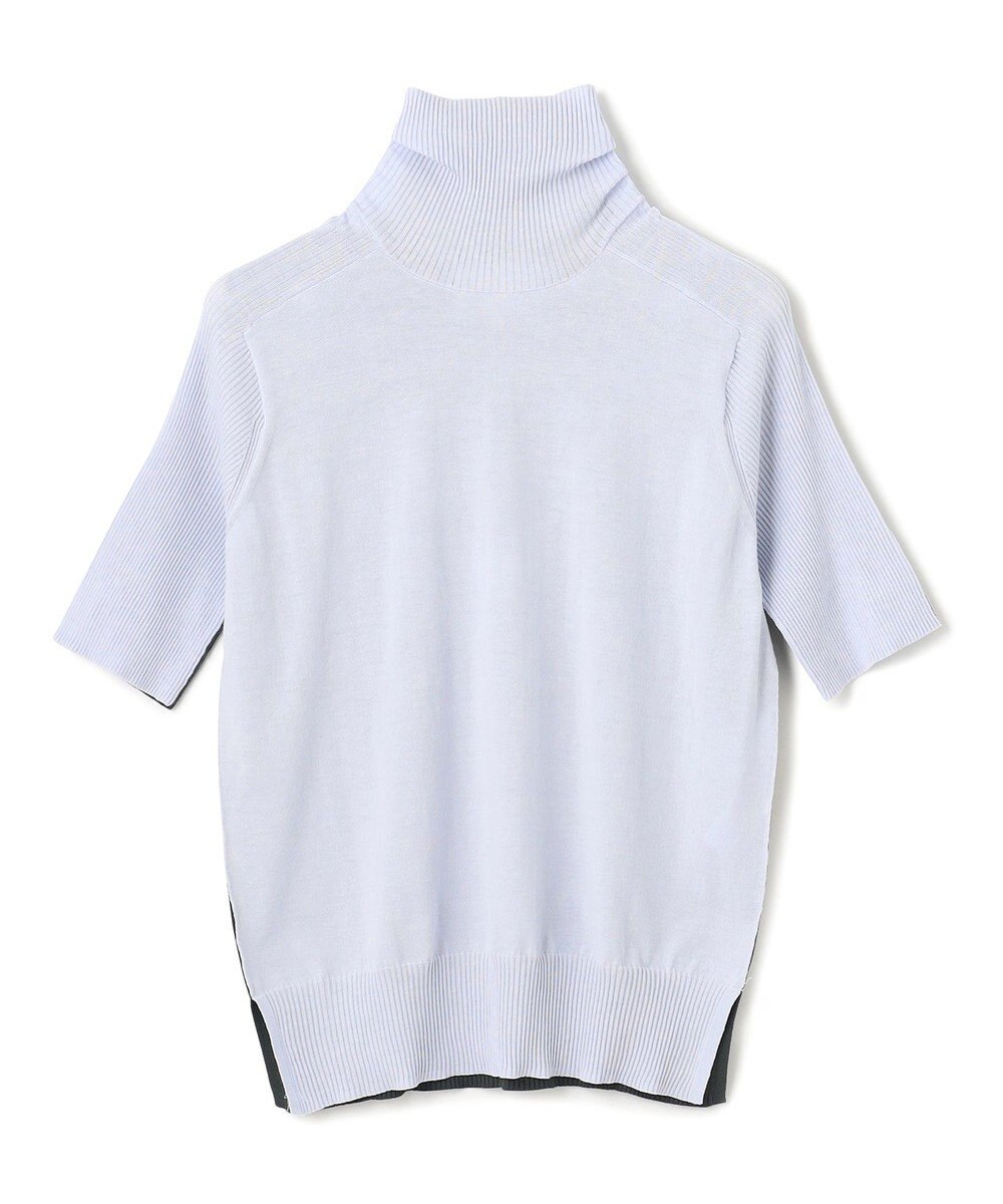 BEIGE， 【洗える】JULIE / シルク混カラーブロックタートルニット 