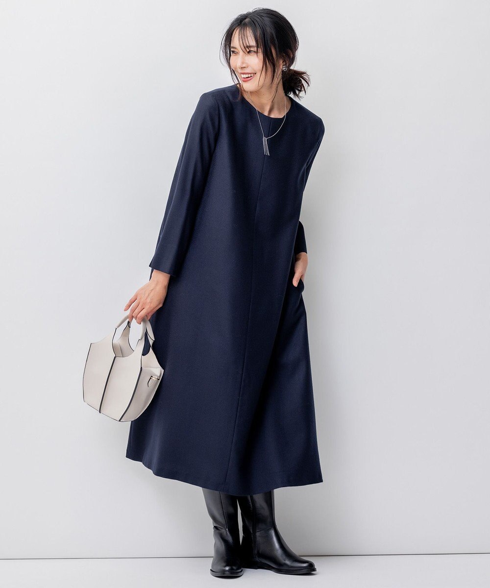 23区 ウールジョーゼット Aライン ワンピース 