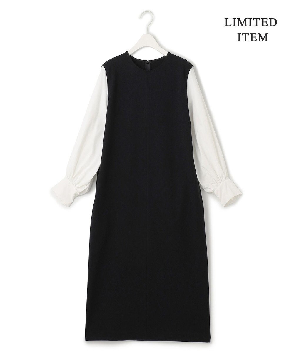 ICB L 【WEB限定・洗える】ストレッチポンチ ドッキングワンピース 