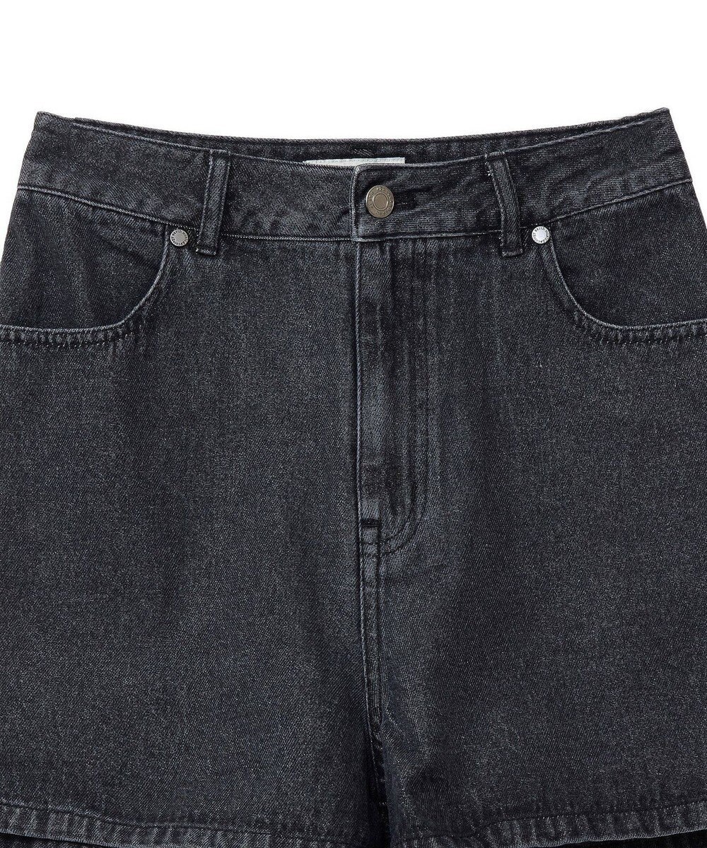 earth music&ecology フリンジロゴデニムショートパンツ 