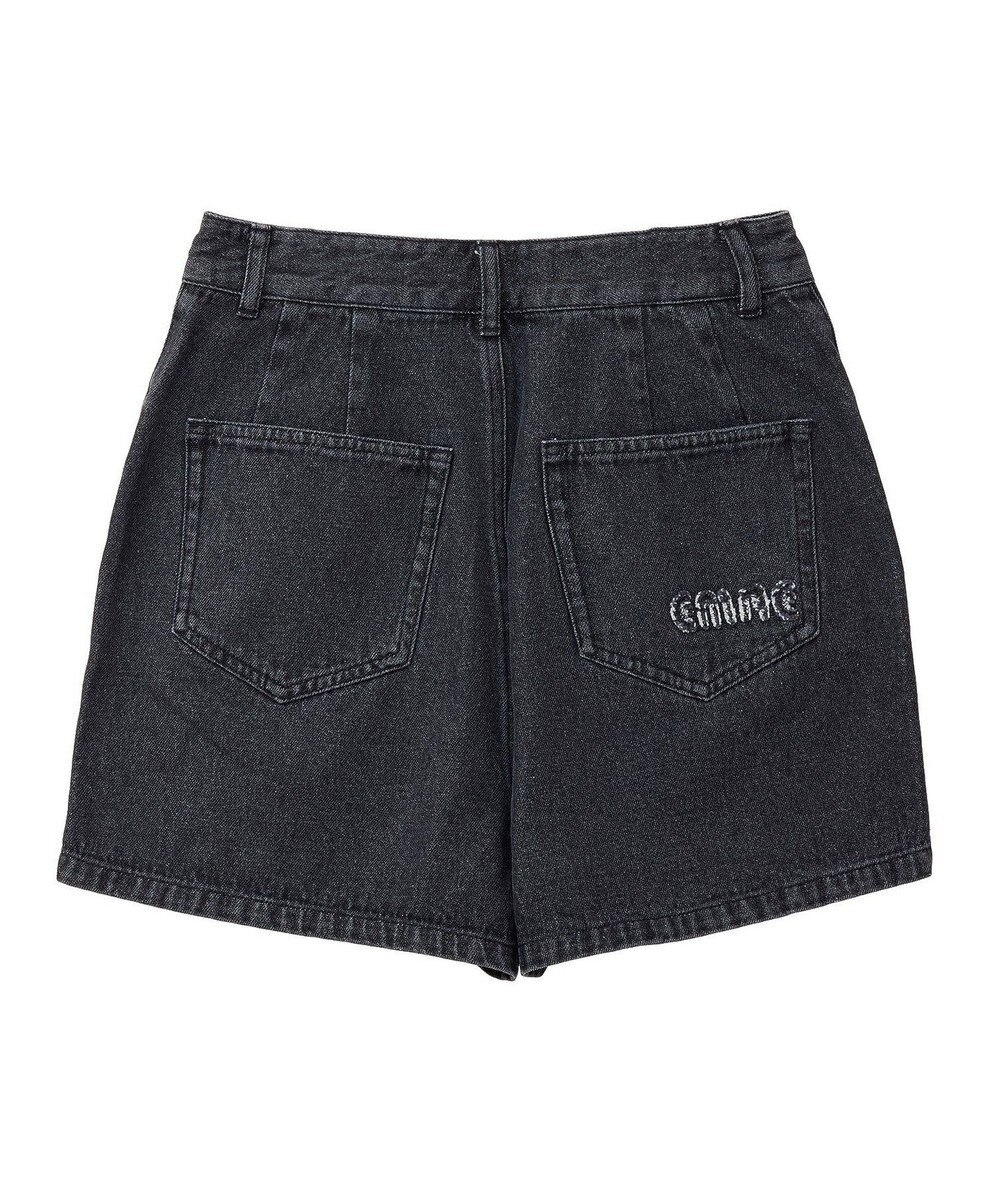 earth music&ecology フリンジロゴデニムショートパンツ 
