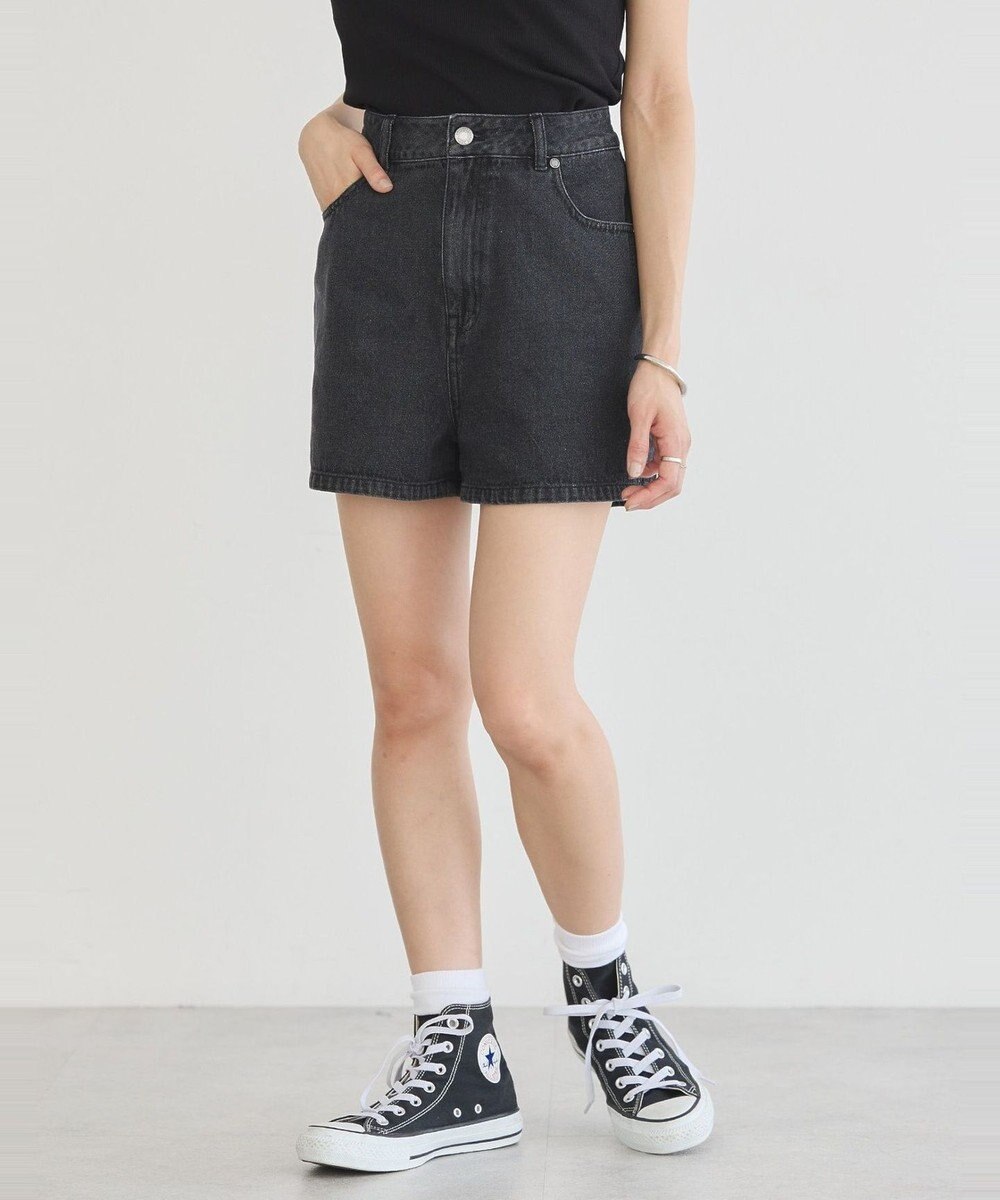 earth music&ecology フリンジロゴデニムショートパンツ 
