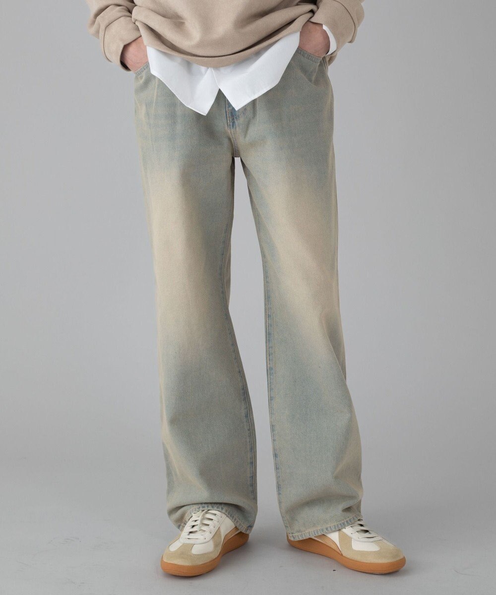 WEGO 【ユニセックス着用ITEM/ウエスト調整可】ストレートデニムパンツ 