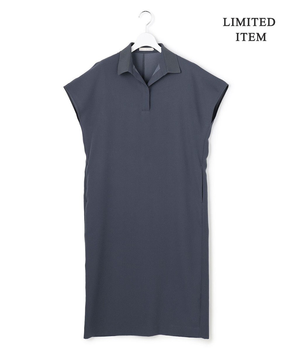 ICB 【WEB限定】FluidBackSatin ニット衿シャツワンピース 