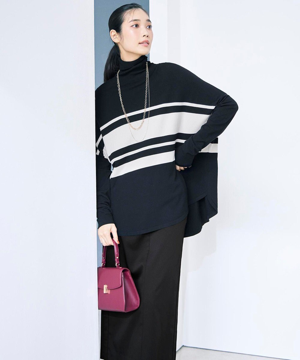 ICB 【CLASSY.掲載・裏起毛】 ウォームサテン Iラインスカート 