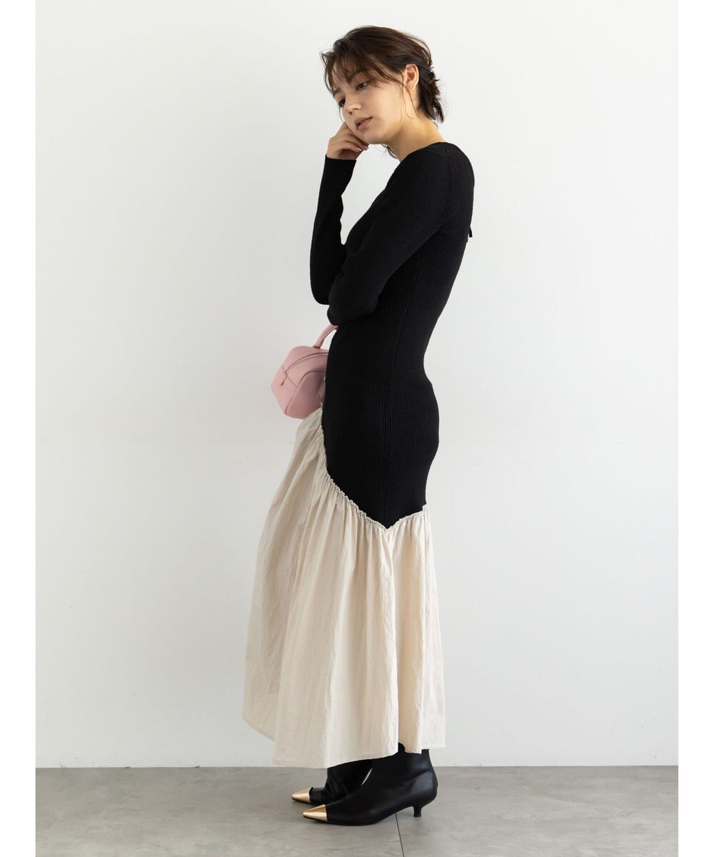 Te chichi 【宮本茉由着用】リブニットドッキングアシメワンピース 