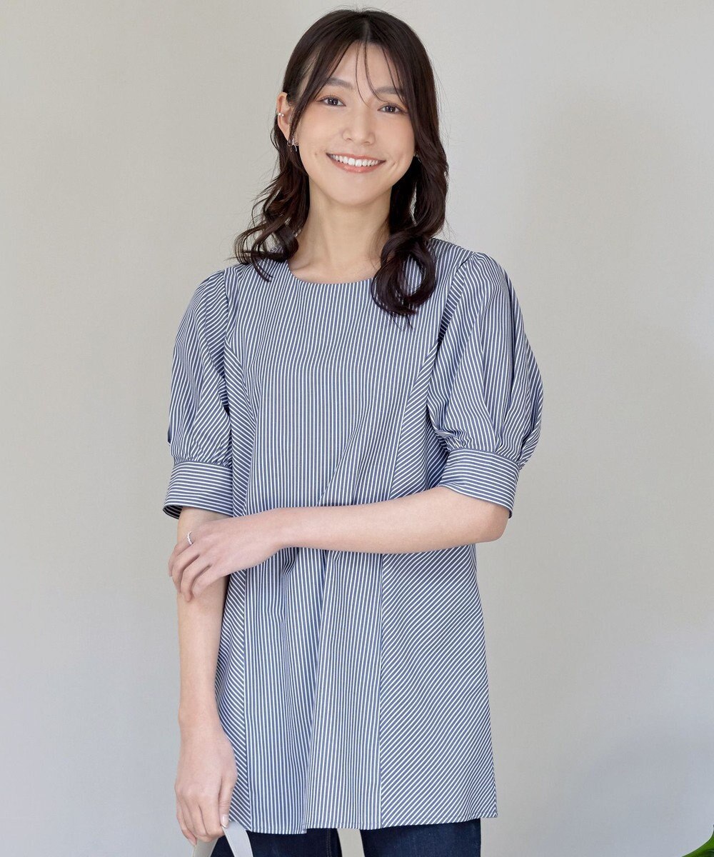 Tiaclasse 【小倉優子さん着用】【洗える】 パフスリーブチュニックブラウス 