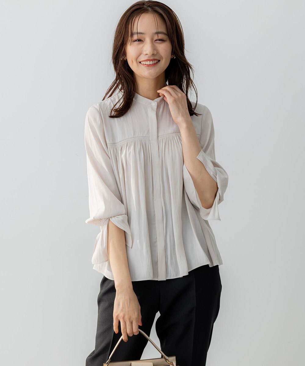 組曲 L 【WEB限定】ギャザーライトデシン ブラウス 