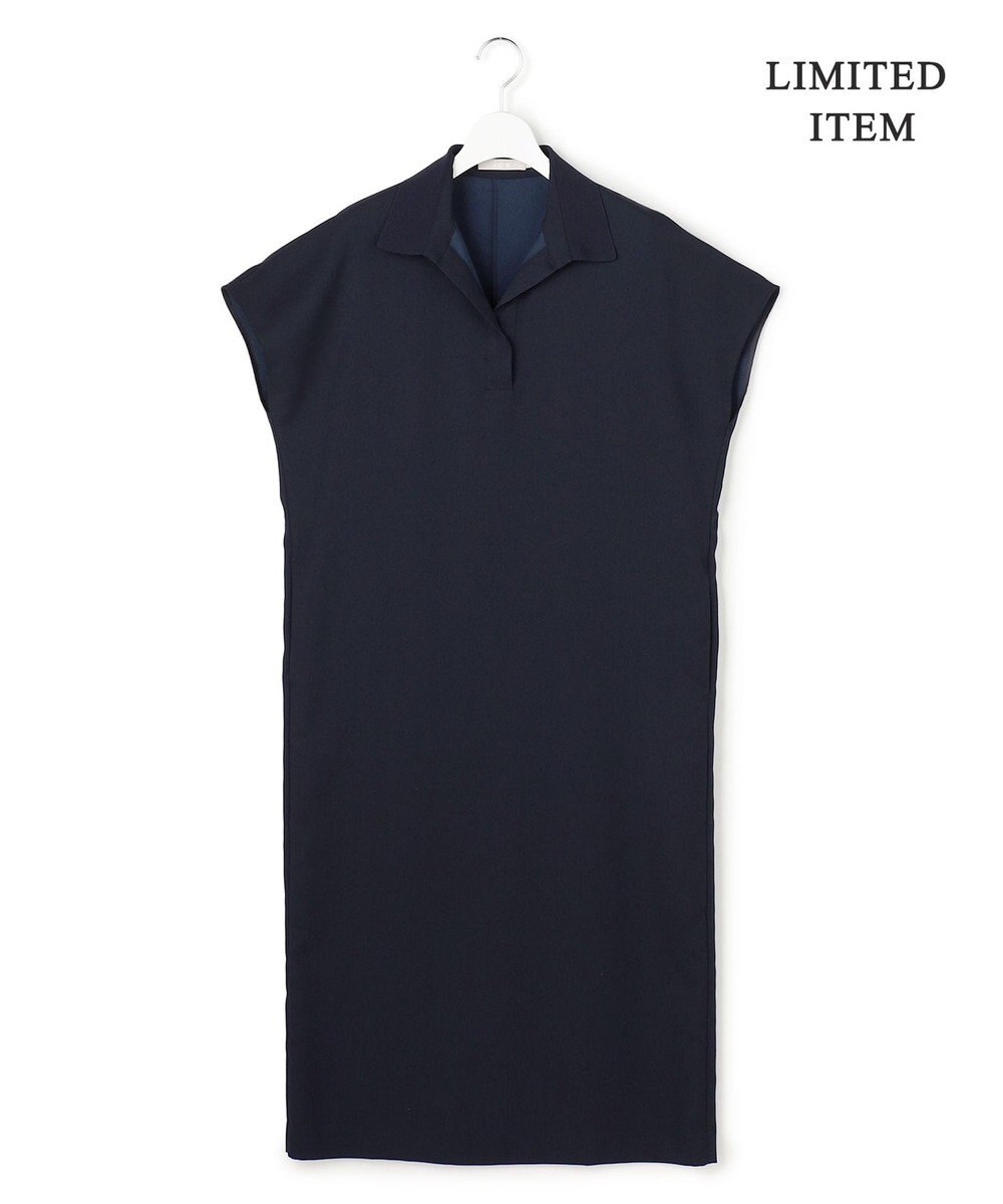 ICB 【WEB限定】FluidBackSatin ニット衿シャツワンピース 