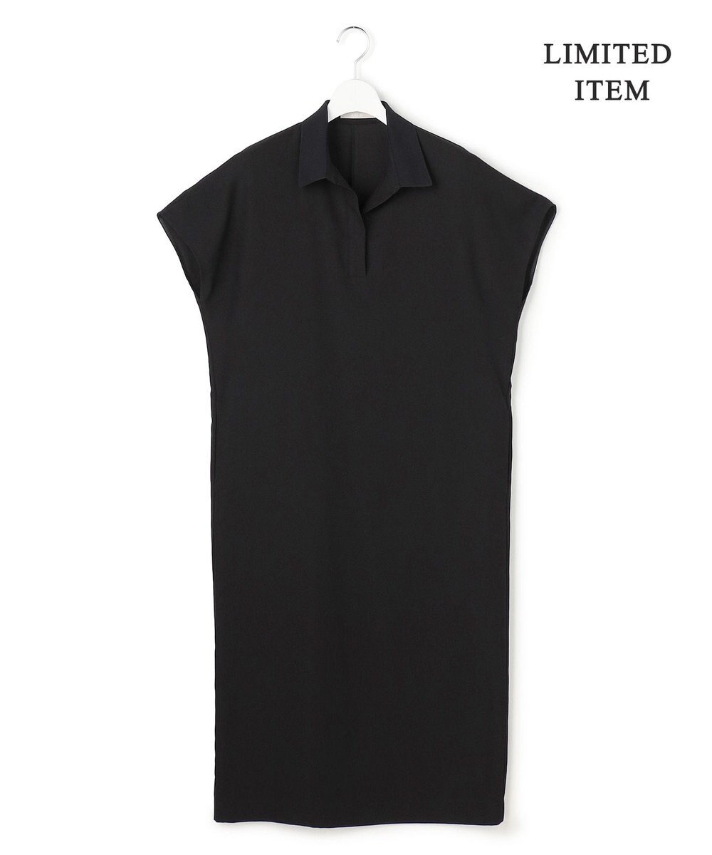 ICB 【WEB限定】FluidBackSatin ニット衿シャツワンピース 