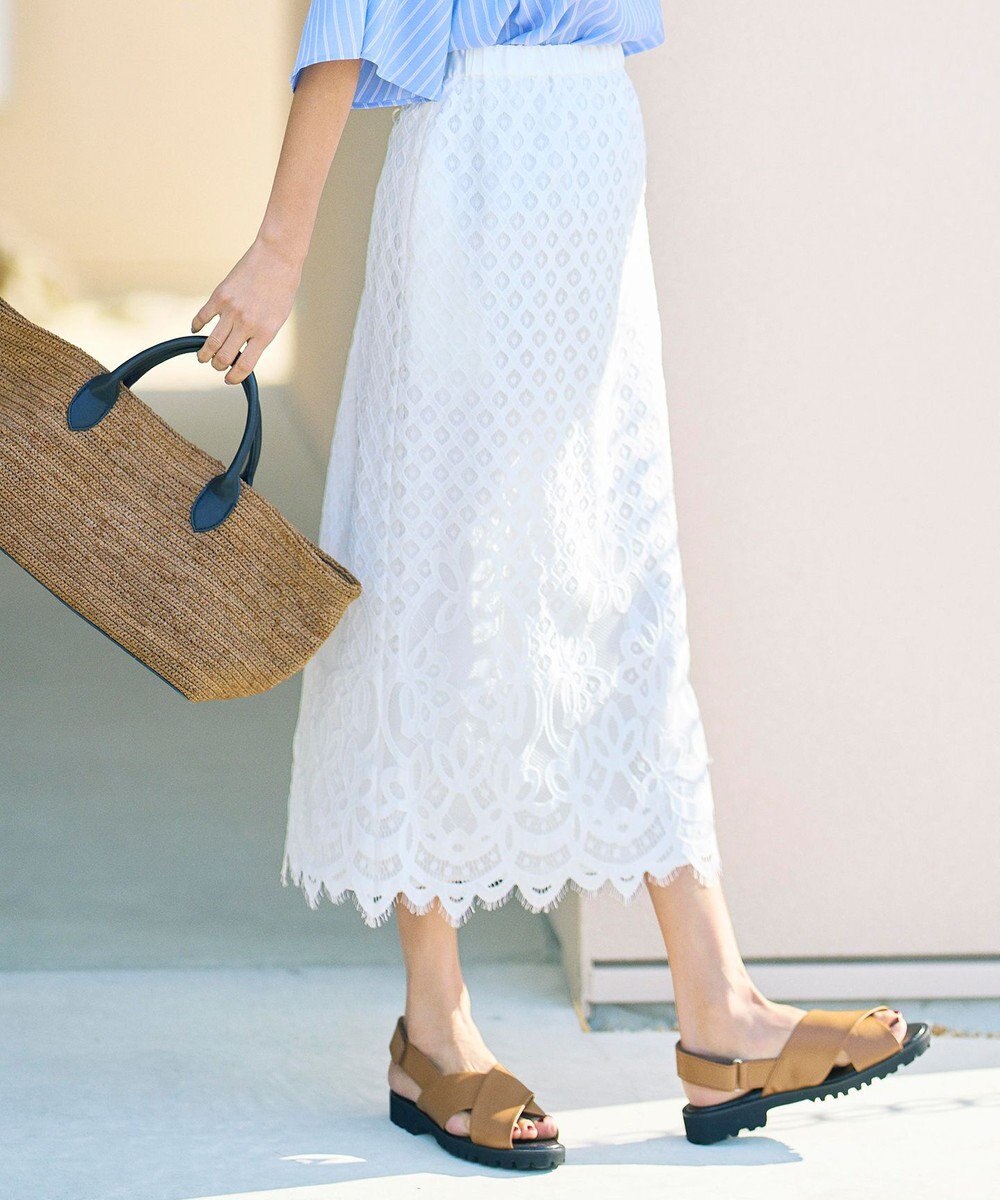 自由区 【SHIHOさん着用・こだわり素材・セットアップ対応】パネルレース スカート 