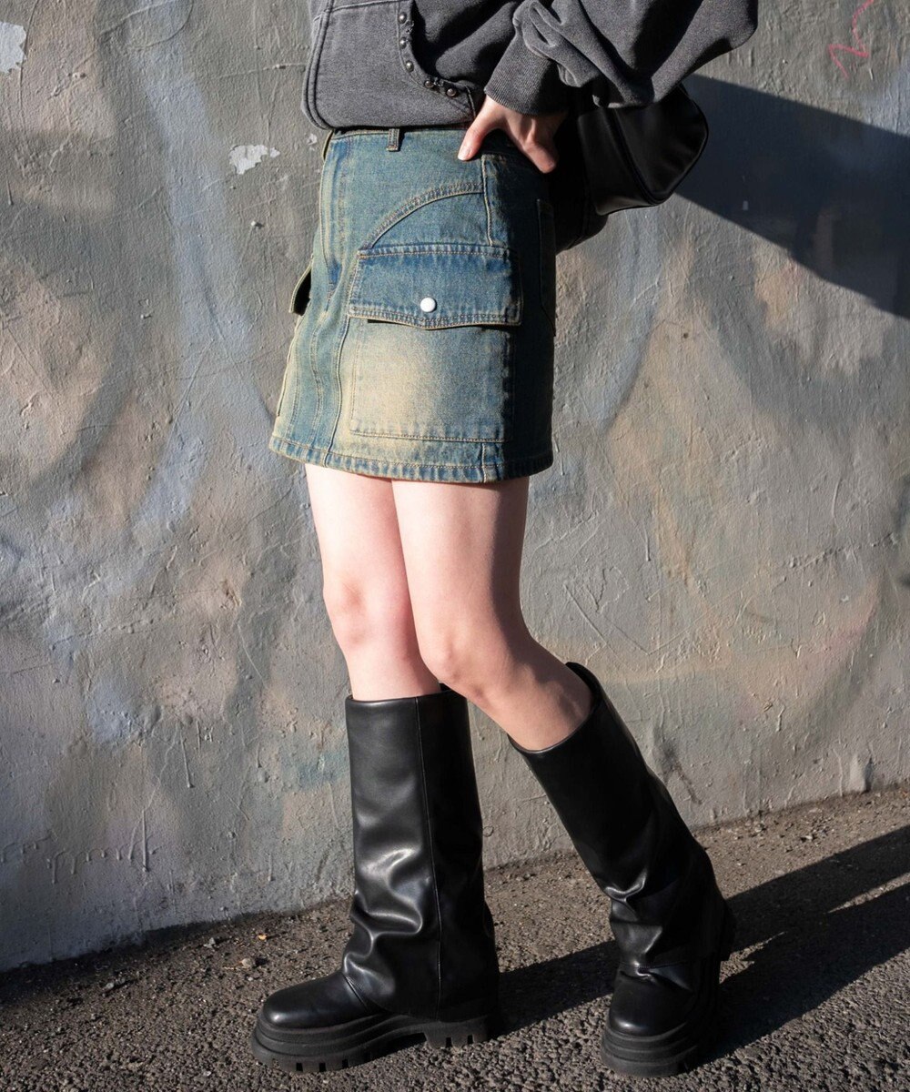 WEGO ヴィンテージウォッシュカーゴミニスカート 