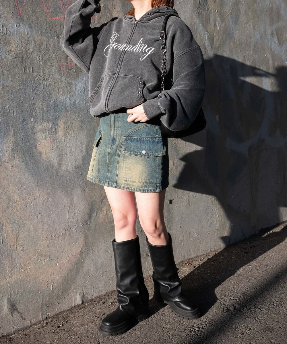 WEGO ヴィンテージウォッシュカーゴミニスカート 