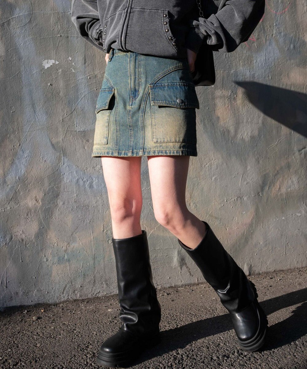 WEGO ヴィンテージウォッシュカーゴミニスカート 