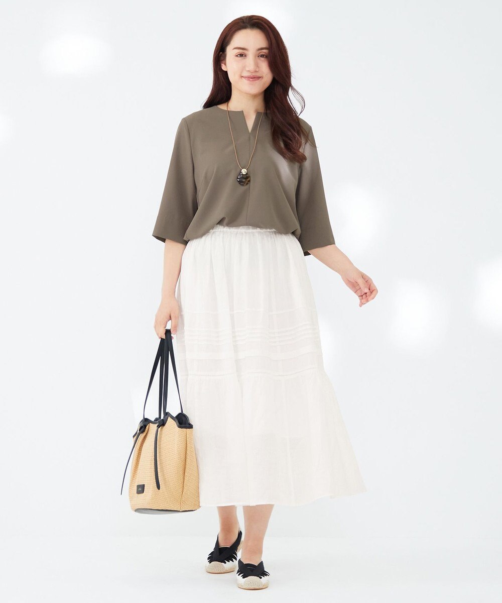 23区 L 【Lサイズ限定】ハイストレッチツイル ブラウス 