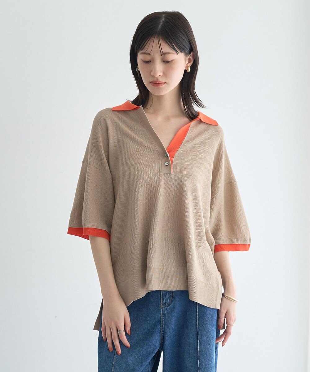 YECCA VECCA 配色ワイドポロニット 