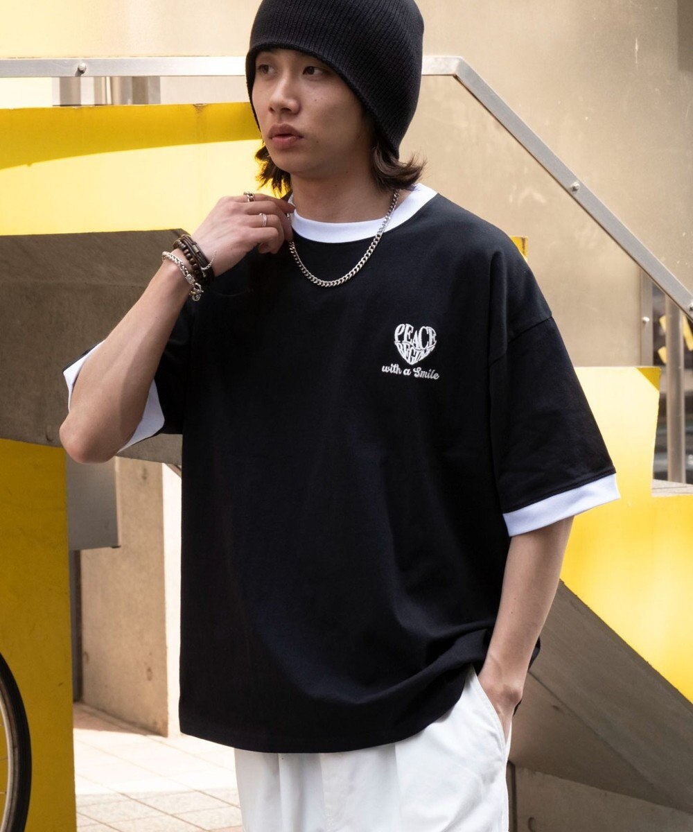 WEGO 【ユニセックス着用ITEM/MLサイズ展開】アクセ付きリンガーグラフィックT（SS） 