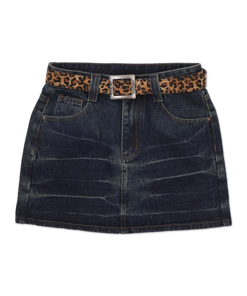 WEGO レオパードベルト付きデニムミニスカパン 