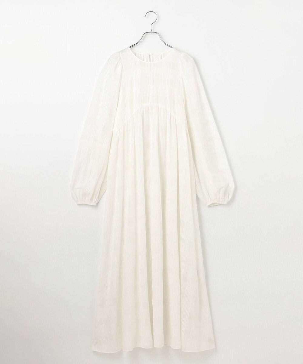 #Newans シアーチェックボリュームワンピース 