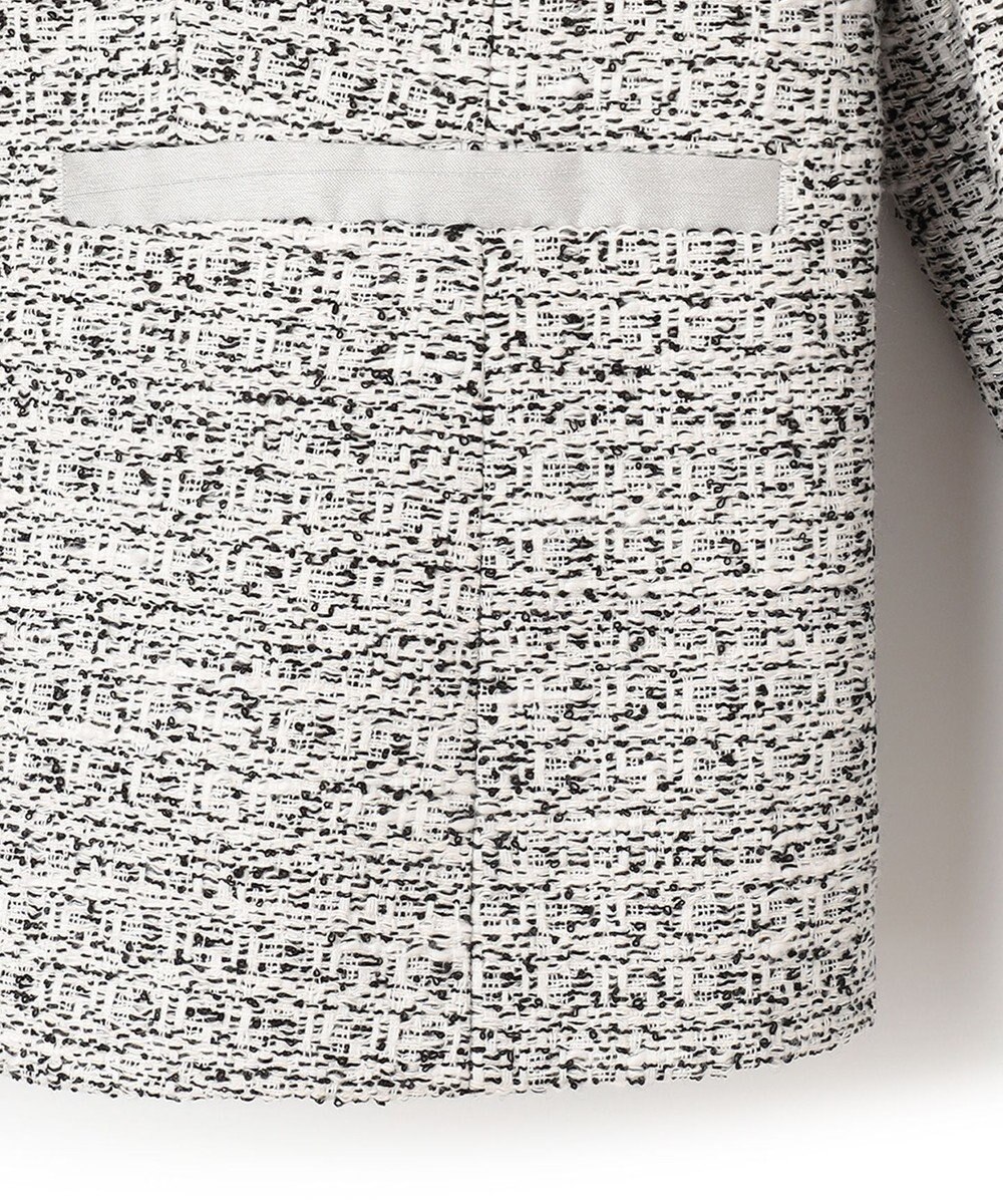 23区 【セットアップ対応】シャインツイードストレッチ ノーカラー ジャケット 