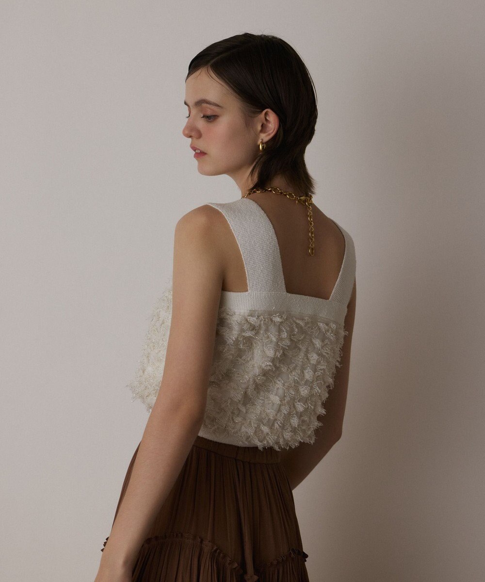 GRACE CONTINENTAL フリンジニットベアトップ 