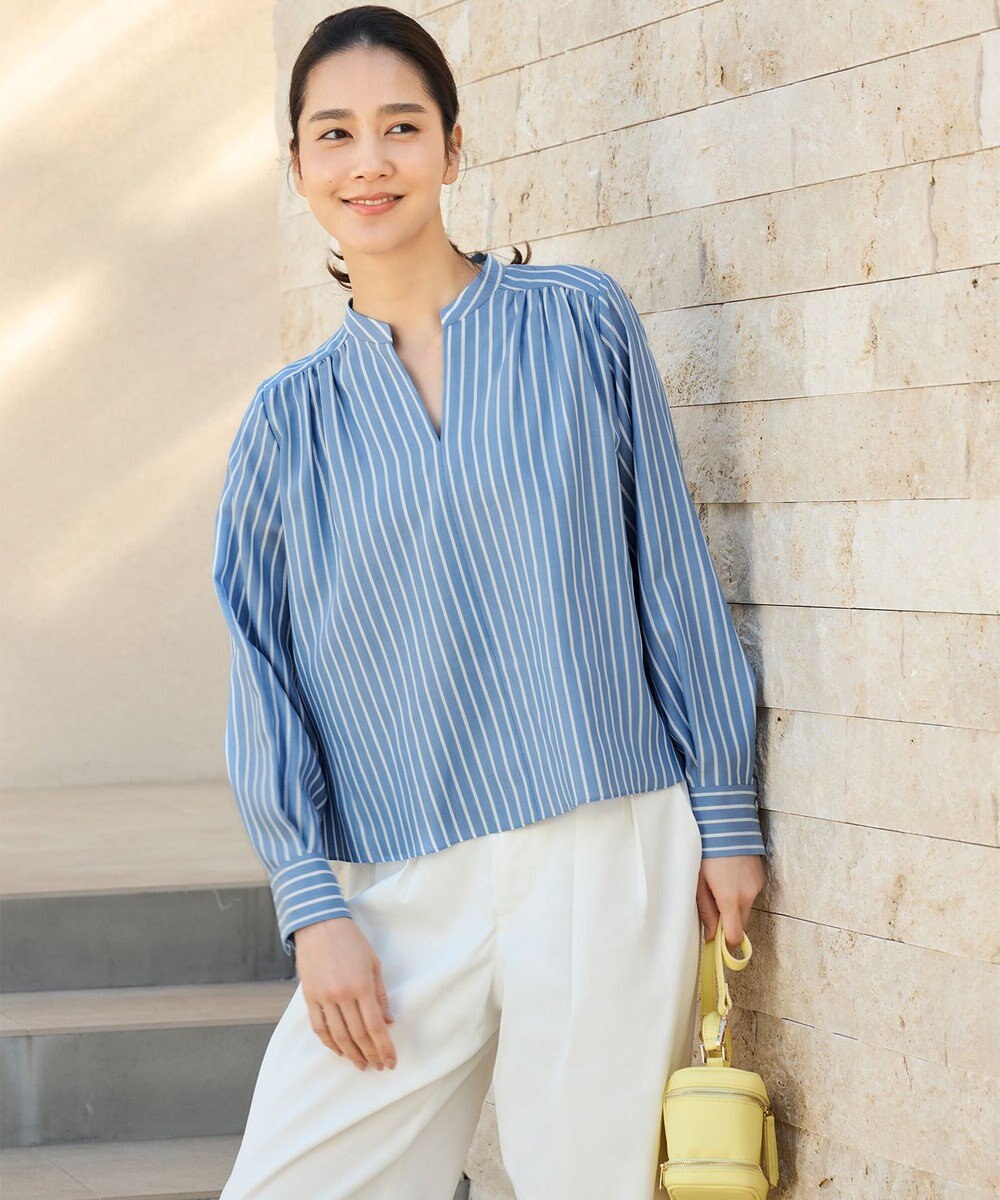 自由区 S 【洗える】SOMELOSクロップド丈 ブラウス 