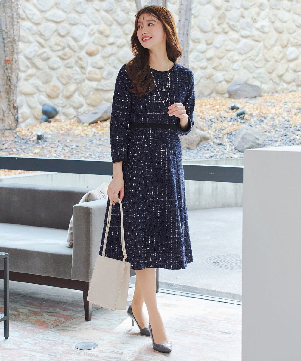 Tiaclasse 【安田美沙子さん着用・新色追加】配色ツイードワンピース 