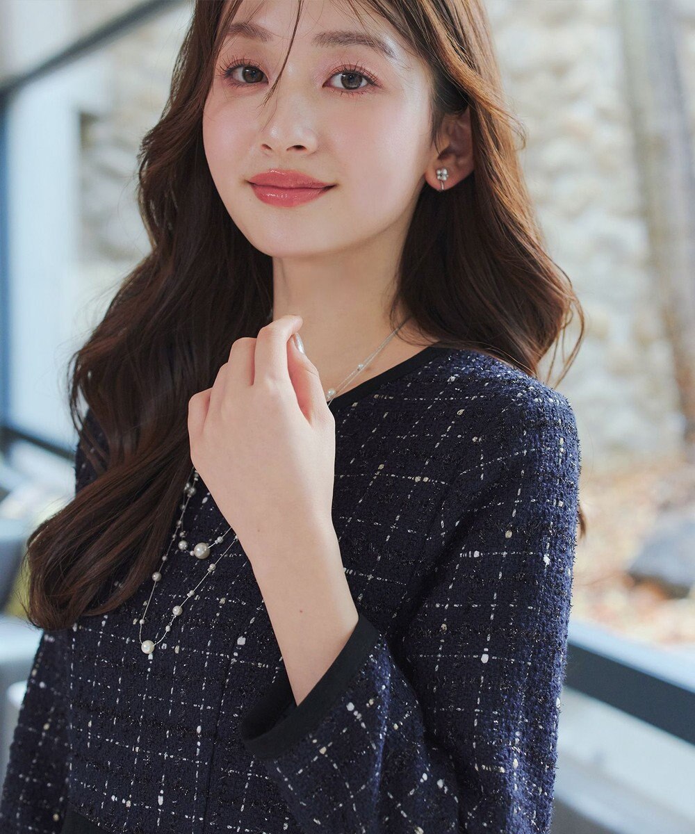 Tiaclasse 【安田美沙子さん着用・新色追加】配色ツイードワンピース 