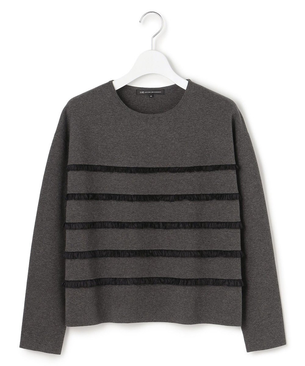 23区 L 【WEB&一部店舗限定/滝沢眞規子さん着用】フリルボーダー ニット 