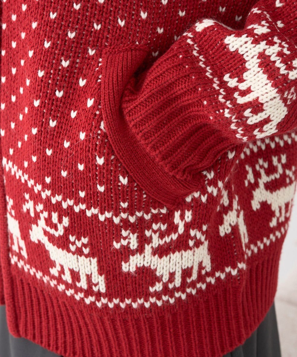 earth music&ecology ダブルzipノルディックカウチンニットカーディガン 