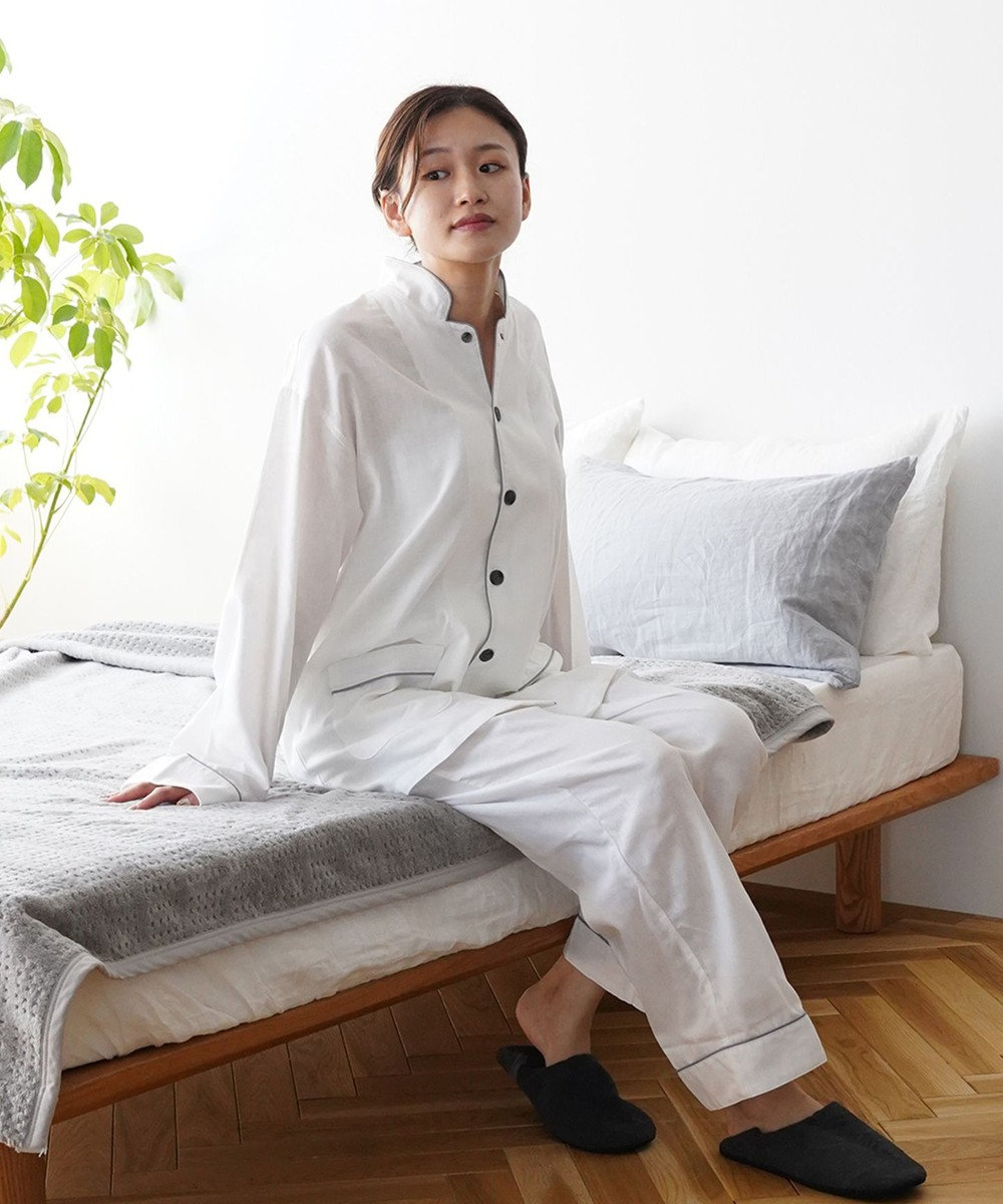 紗栄子さん愛用パジャマの色違い/UNISEX】ガーゼパジャマ 2重合わせ 白