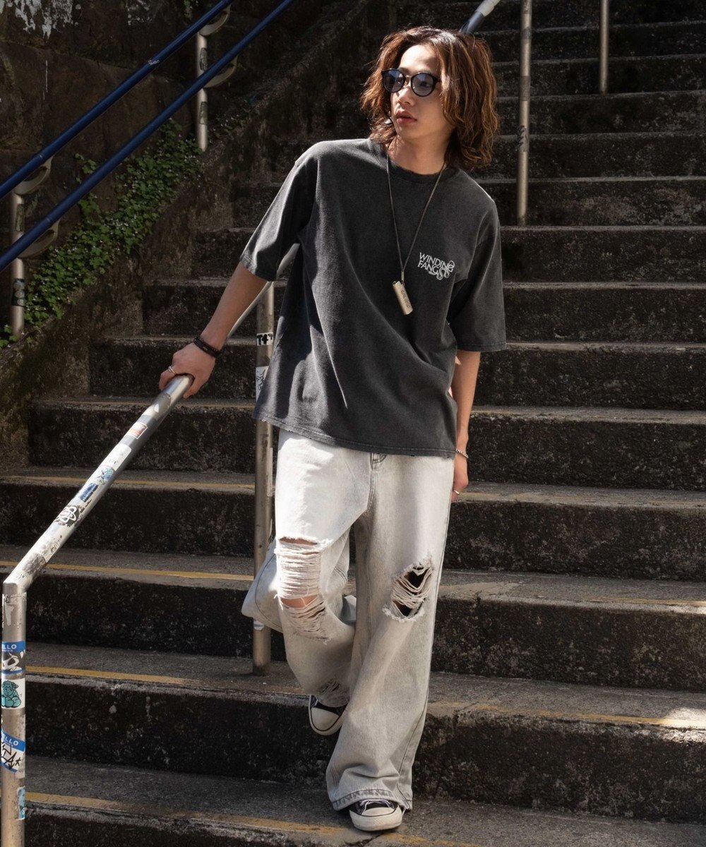 WEGO スーパーバギーダメージデニムパンツ 