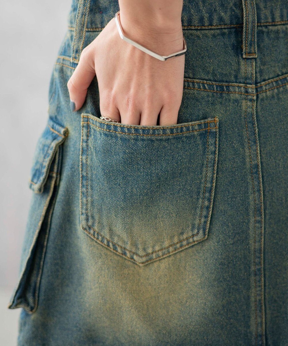 WEGO ヴィンテージウォッシュデニムカーゴミニスカート 