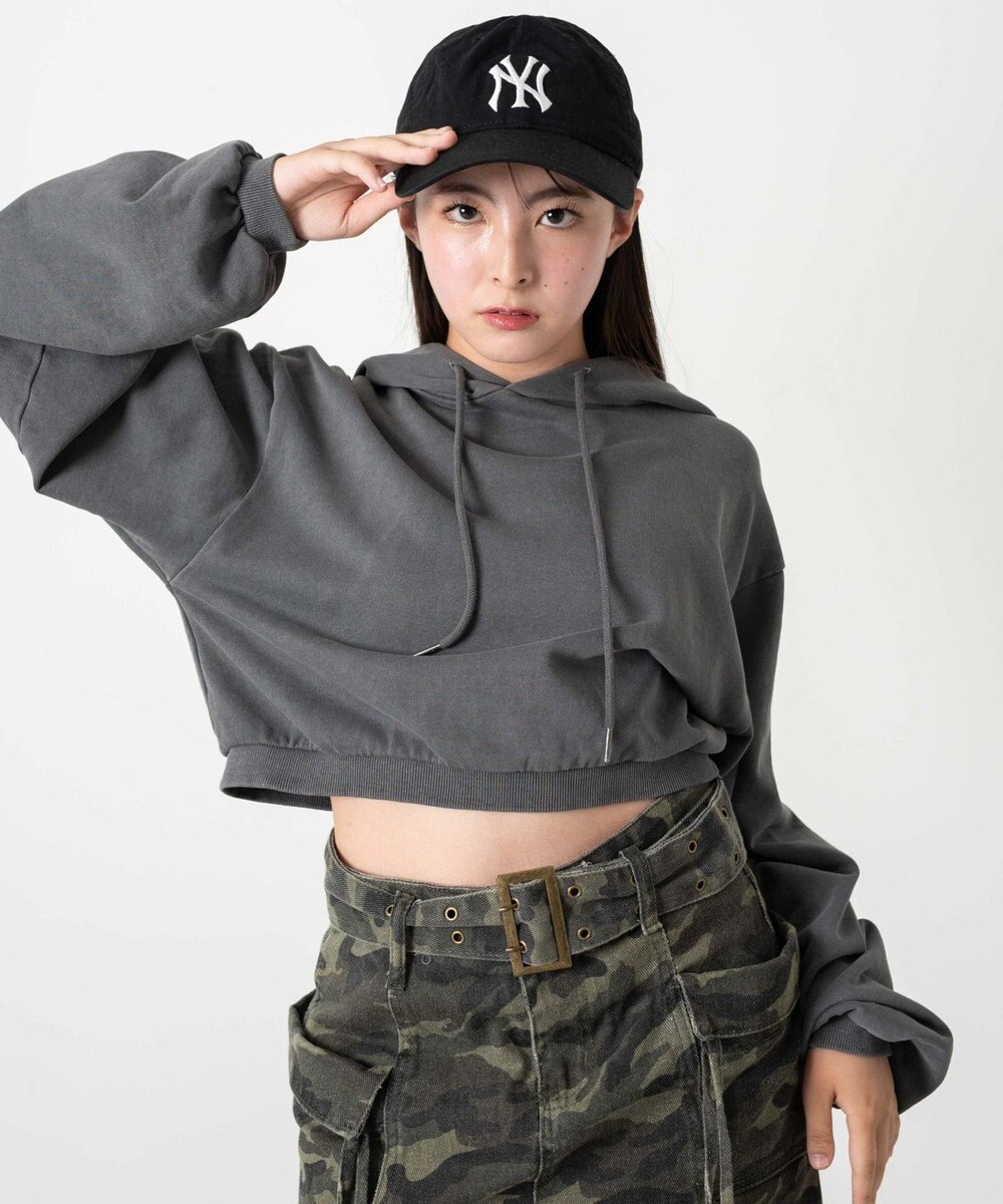 WEGO ピグメントショートグラフィックプルパーカー 