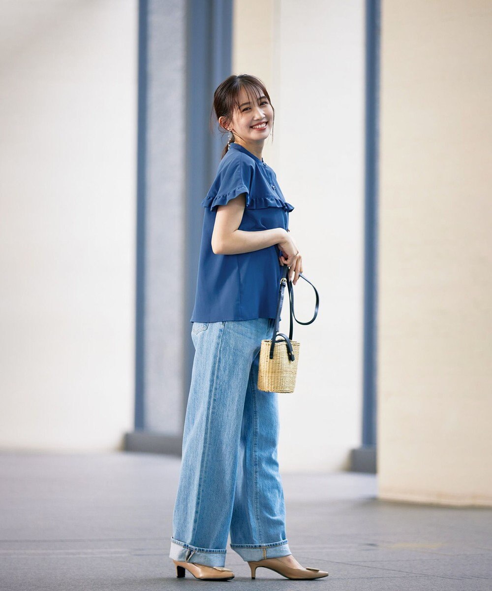 Tiaclasse L 【洗える】ケープ風フリルスリーブブラウス 