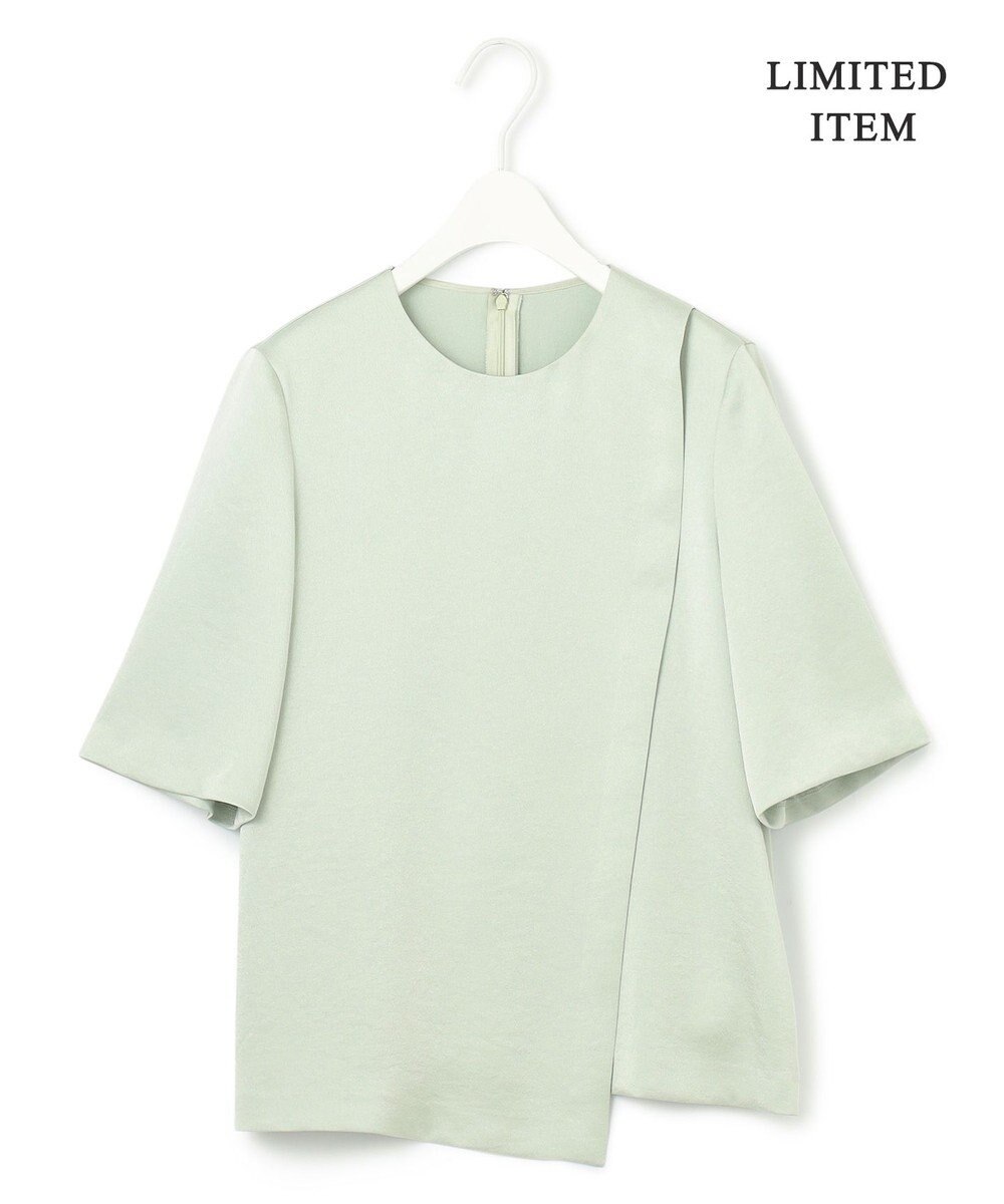 ICB 【WEB限定・洗える】サテンクレープ Tブラウス 