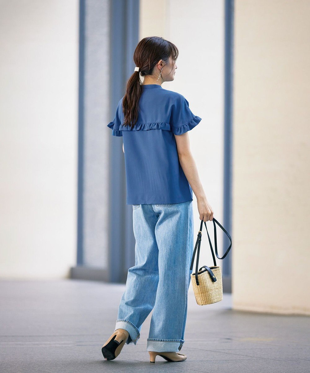 Tiaclasse L 【洗える】ケープ風フリルスリーブブラウス 