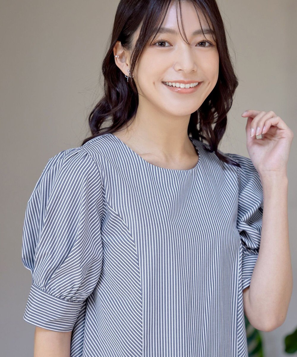 Tiaclasse 【小倉優子さん着用】【洗える】 パフスリーブチュニックブラウス 