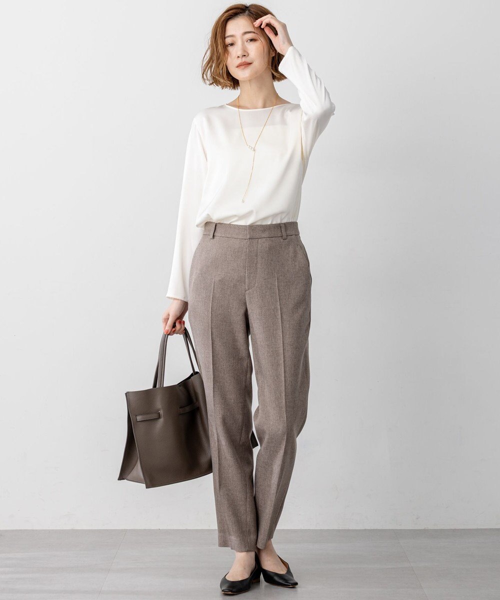 23区 L 【洗える】サテン ロングスリーブ Tシャツ 