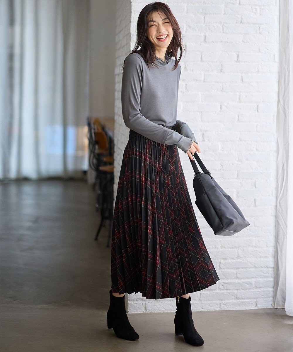ANY 【洗濯機可/ウエストゴム】チェックプリーツスカート 