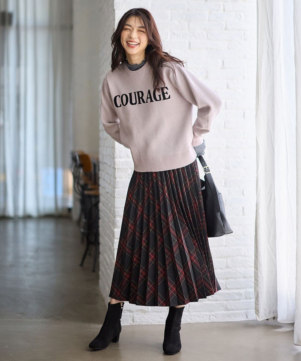 ANY 【洗濯機可/ウエストゴム】チェックプリーツスカート 