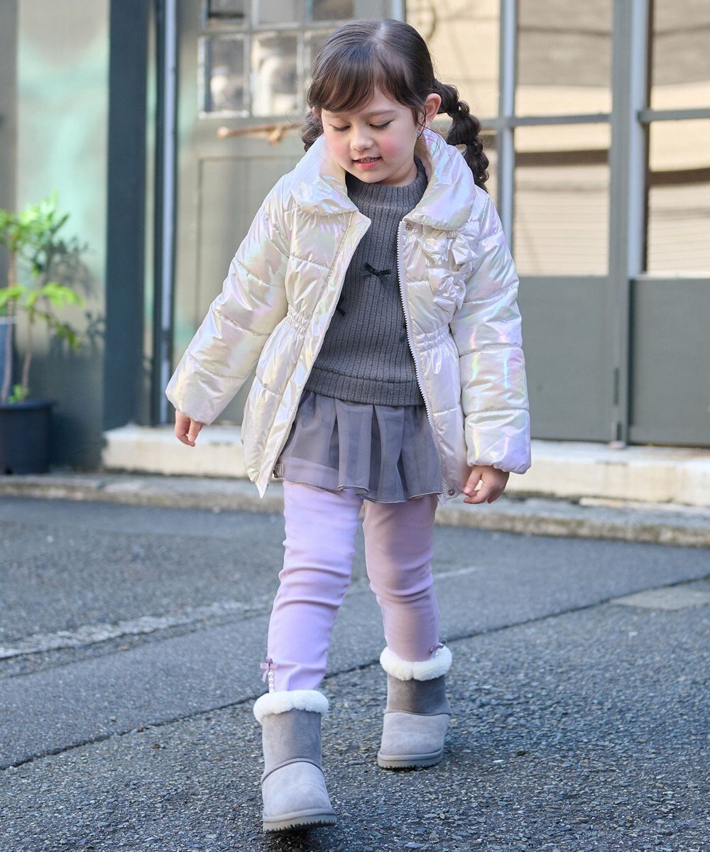 ANY KIDS パール調×フリースボア中綿コート 